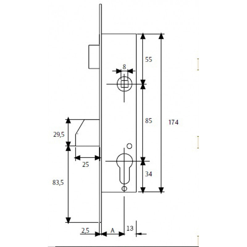 CERRADURA PARA PUERTA METALICA TESA 4210