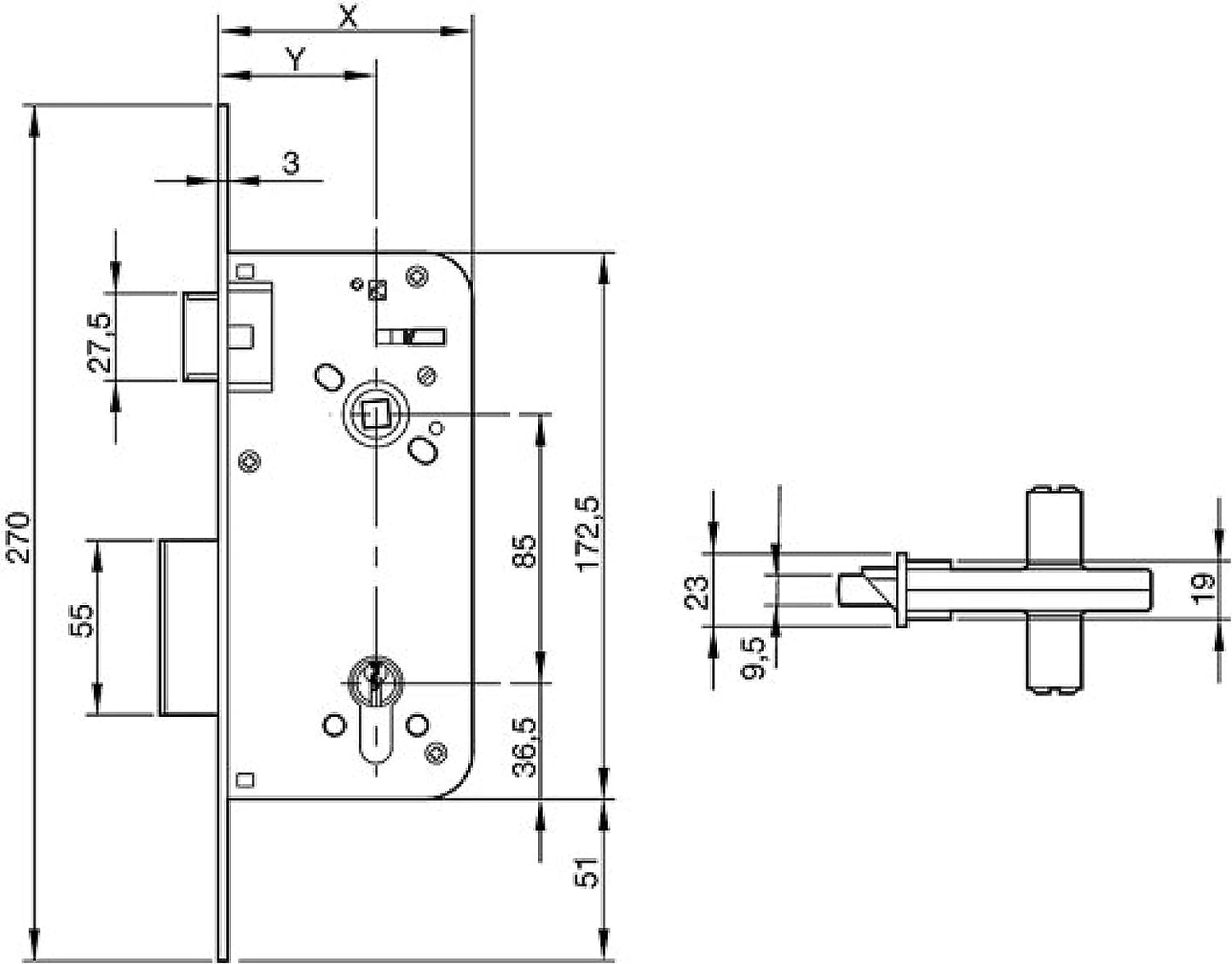 CERRADURA PARA PUERTA DE MADERA YALE 800