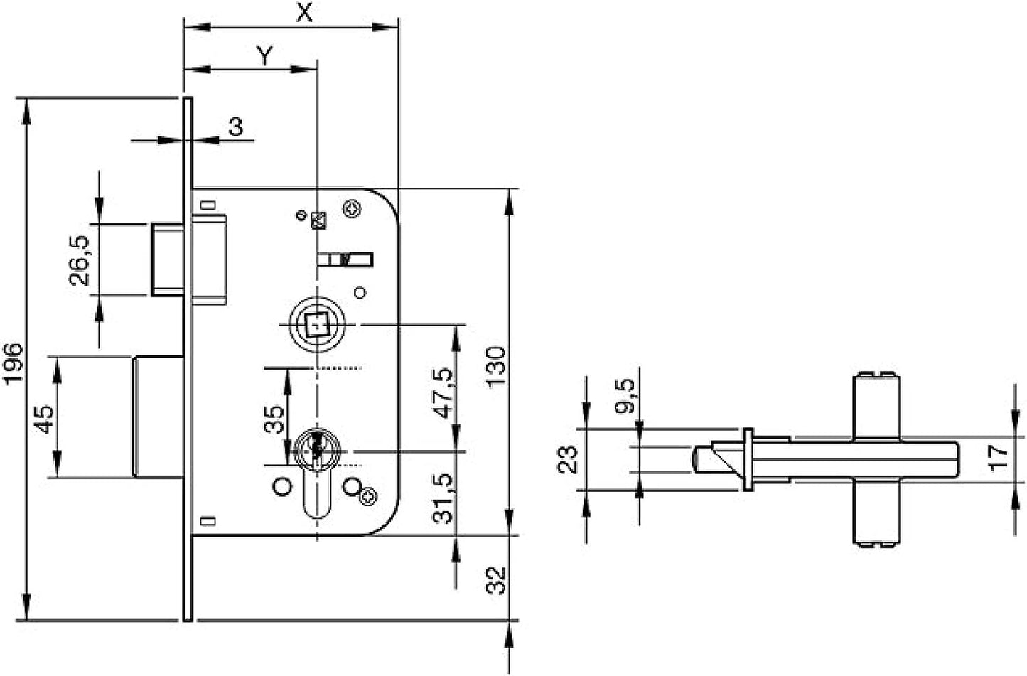 CERRADURA PARA PUERTA AZBE YALE 600