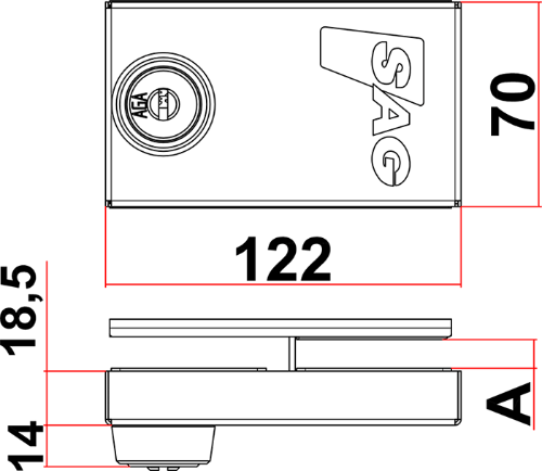 MEDIDAS CERRADURA PUERTA DE CRISTAL SAG