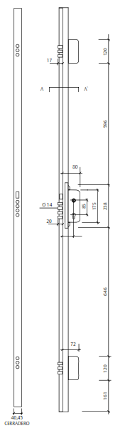 medidas y plano cerradura CANB356