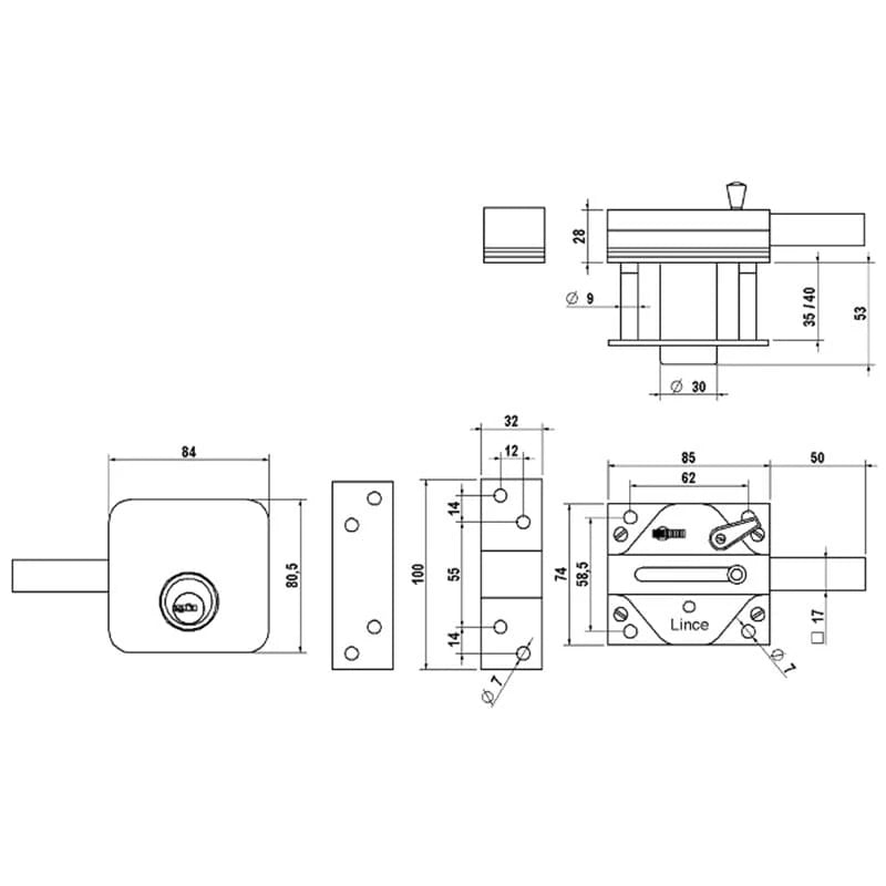 CERROJO LINCE PARA PUERTA DE TRASTERO 7930TRAS LINCE
